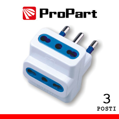 PRESA ADATTATORE 3 POSTI BIPASSO 16A PROPART PES1026-W