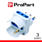 PRESA ADATTATORE 3 POSTI BIPASSO/SCHUKO 16A PROPART PES1042-W