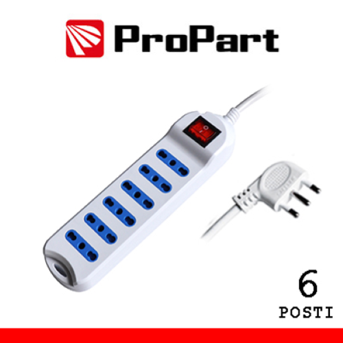 MULTIPRESA 6 POSTI BIPASSO CON INTERRUTTORE SPINA 16A SALVASPAZIO BIANCA PROPART PEM2716-W Usa la rotella di scorrimento del mouse per ingrandire l'immagine