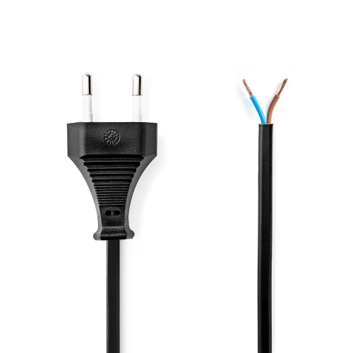 CAVO DI ALIMENTAZIONE EURO MASCHIO 3.00MT 2X 0.75 MM² | RAME | PIATTO PVC | PRESA DI CORRENTE: EURO / TIPO C (CEE 7/16) | ALIMENTAZIONE DA RETE | 250 V ~ 50/60 HZ | 2.5 A | 250 W
