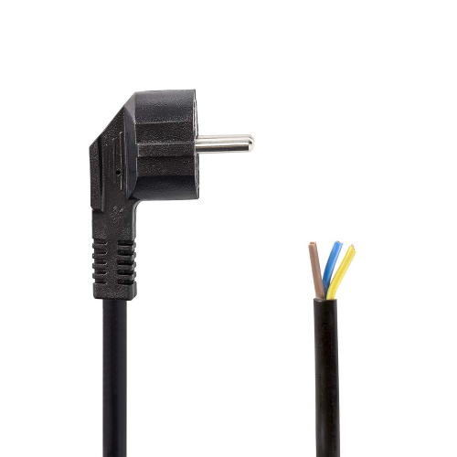 CAVO DI ALIMENTAZIONE SPINA STANDARD SCHUKO ANGOLATO 2.0 MT | TONDO | PVC | NERO